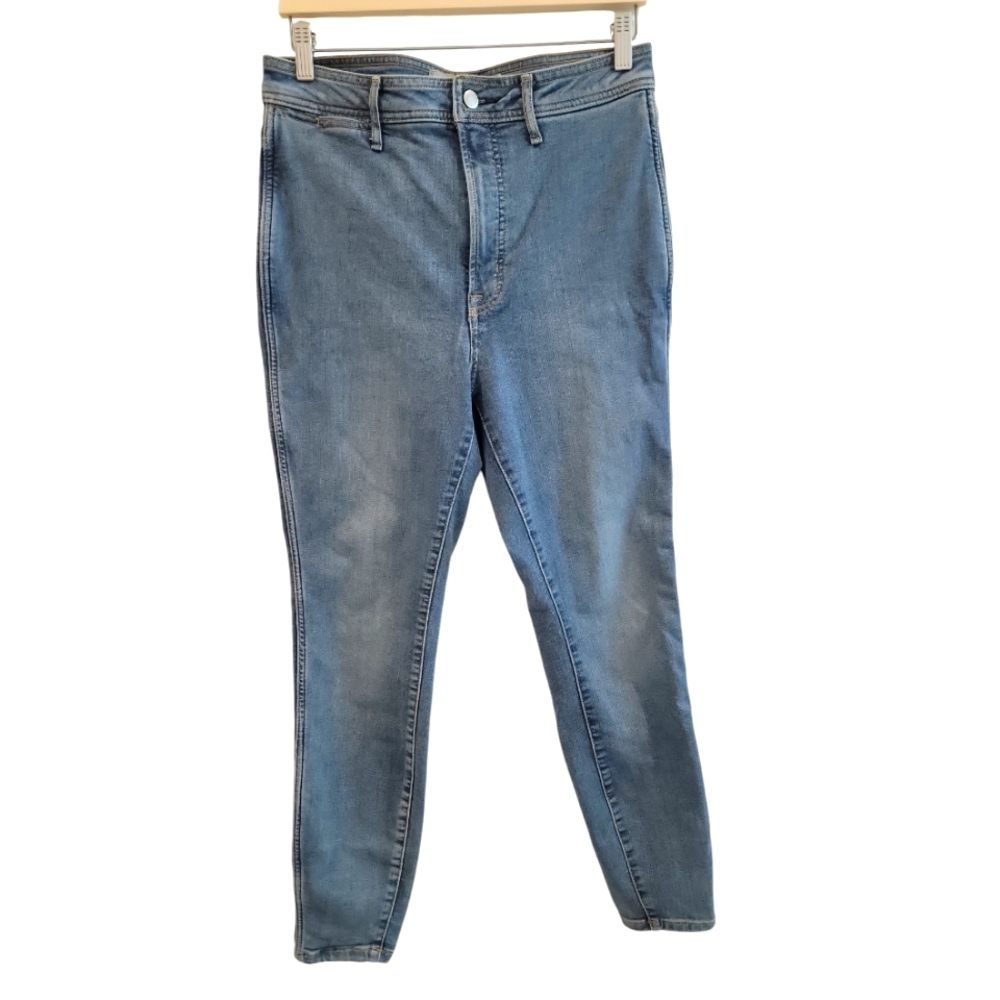 Everlane Way High Skinny Jeans Women's Size 31 Stretchy Mom Flat Front Blue - Picture 2 of 16